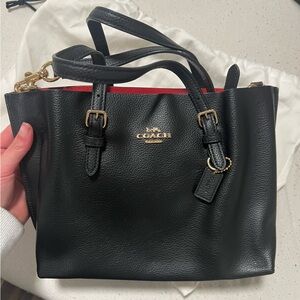 Black with redlining coach bag.